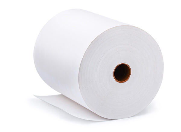 A roll of raw material for manufacturing notebooks
