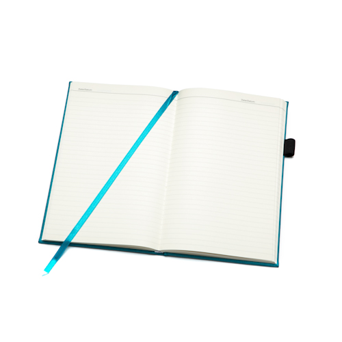 asebound hardcover notebook open with bookmark